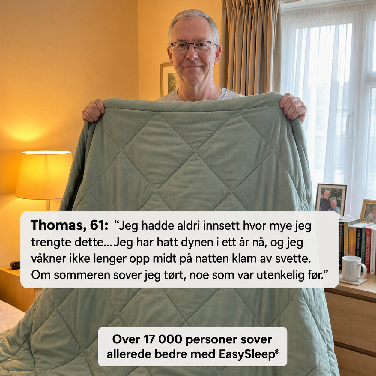 EasySleep® 2-i-1-dyne med hurtigtørkende teknologi som gjør sengetøy unødvendig