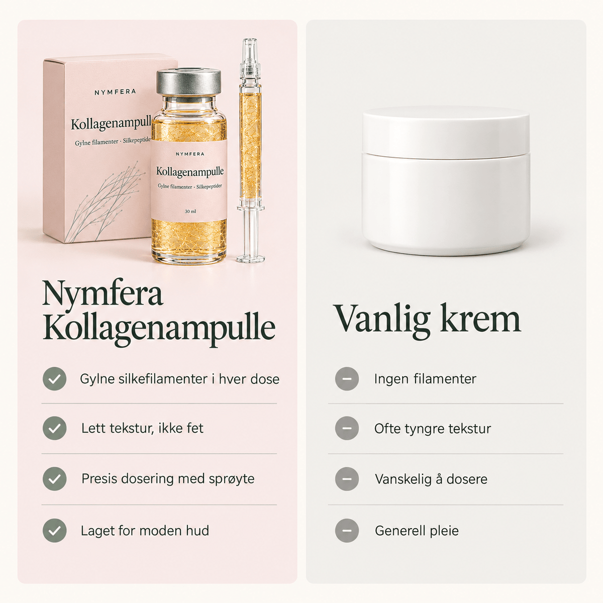 Sammenlignet med vanlig krem